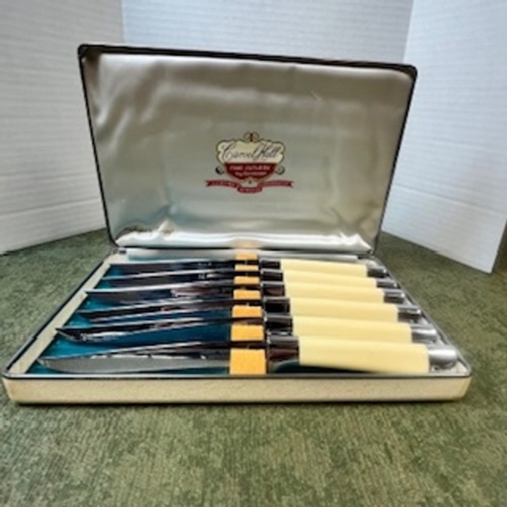 Vintage Carvel Hall by Briddell Steak Knife Set of 6 Cream‎ Handles Original Box